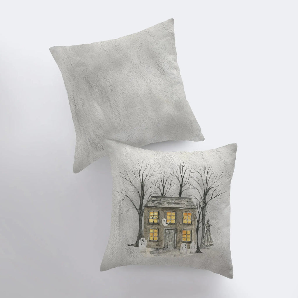 Halloween Spooky House with Graves Pillow | Fall Décor | Halloween Pillows | Halloween Décor | Fall Throw Pillows | Cute Throw Pillows UniikPillows