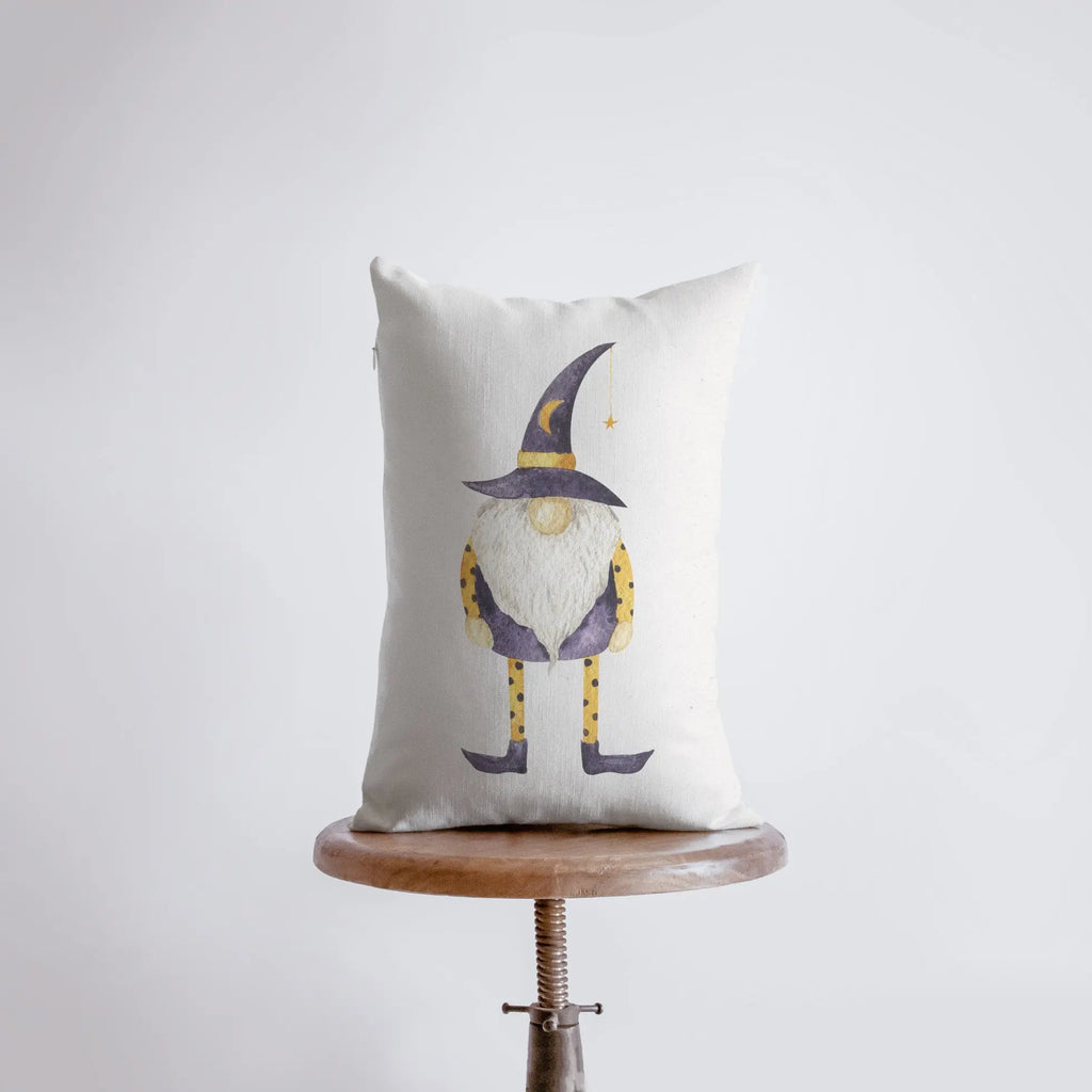Halloween Wizard Gnome Wearing Purple and Gold Pillow | Gnome Decor | 12x18 | Pillow Cover | Primitive Decor | Home Decor | Lumbar Pillow UniikPillows