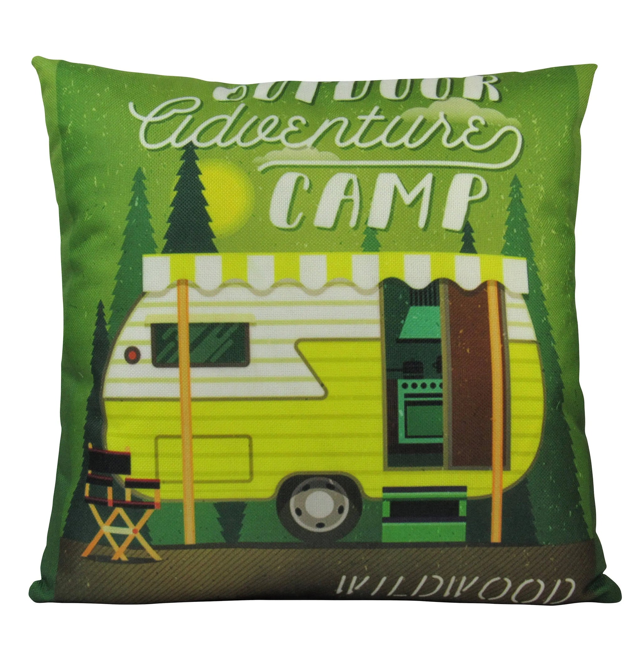 Happy Camper Green Pillow Cover Camper Decorations Throw Pillow Vintage Camper Camper Gifts Camper Decor Gift Ideas
