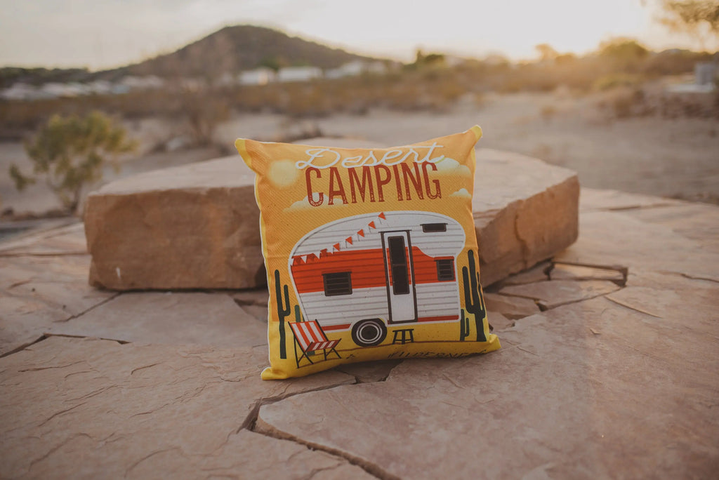 Happy Camper | Red | Pillow Cover | Camper Decorations | Throw Pillow | Vintage Camper | Camper Gifts | Camper Decor | Gift Ideas UniikPillows