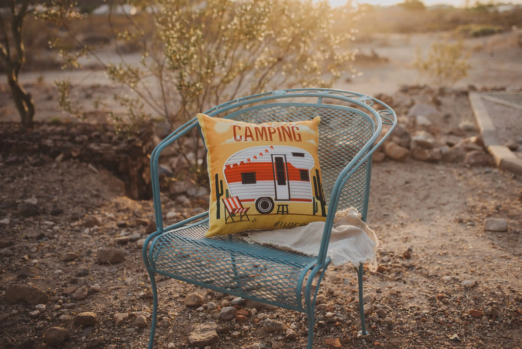 Happy Camper | Red | Pillow Cover | Camper Decorations | Throw Pillow | Vintage Camper | Camper Gifts | Camper Decor | Gift Ideas UniikPillows