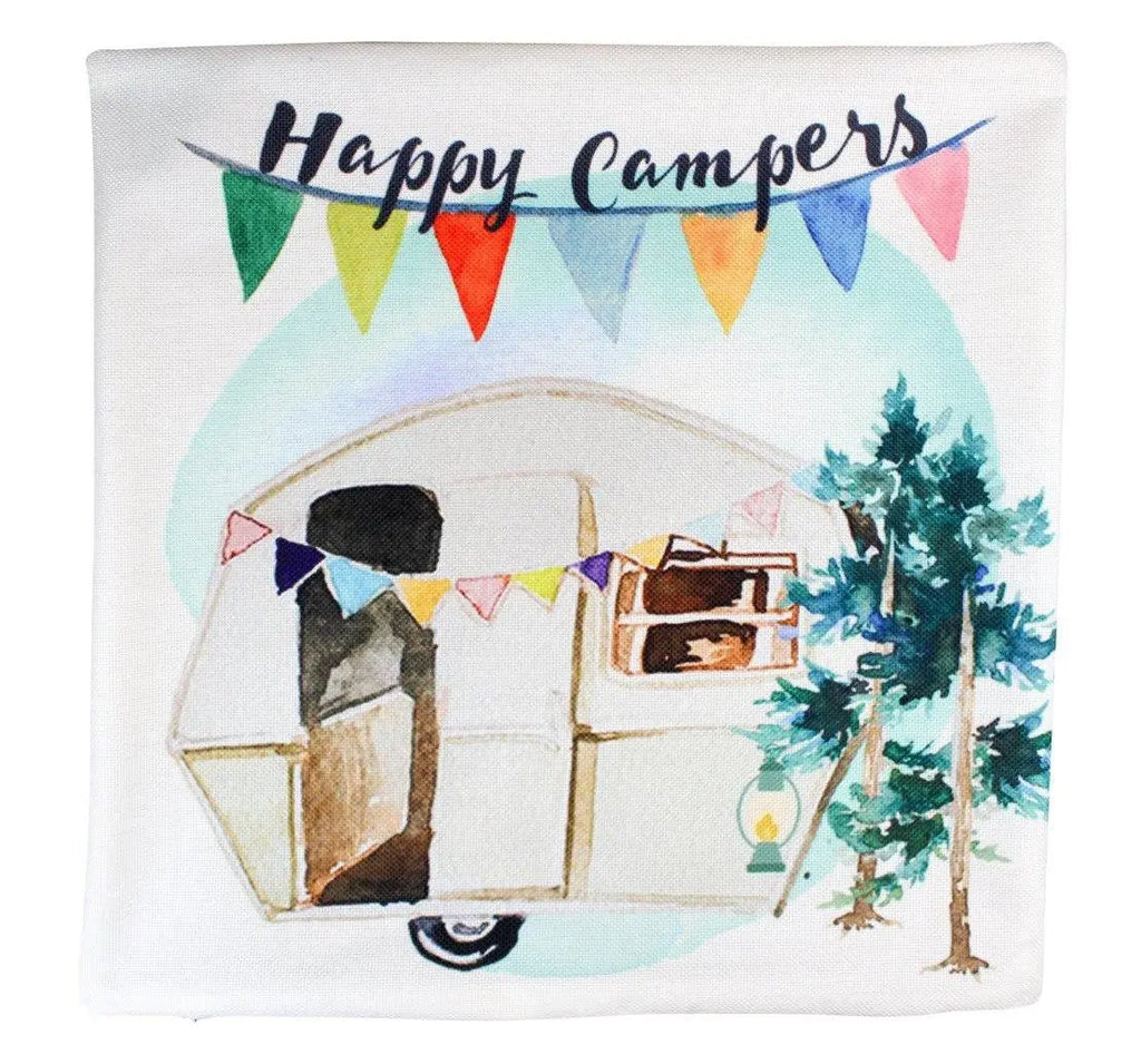 Happy Camper | Wander Lust | Pillow Cover | Camper Decorations | Throw Pillow | Vintage Camper | Camper Gifts | Camper Decor | Gift Ideas UniikPillows