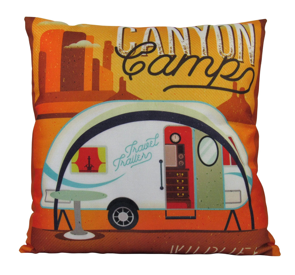 Happy Camper | White | Pillow Cover | Camper Decorations | Throw Pillow | Vintage Camper | Camper Gifts | Camper Decor | Gift Ideas UniikPillows