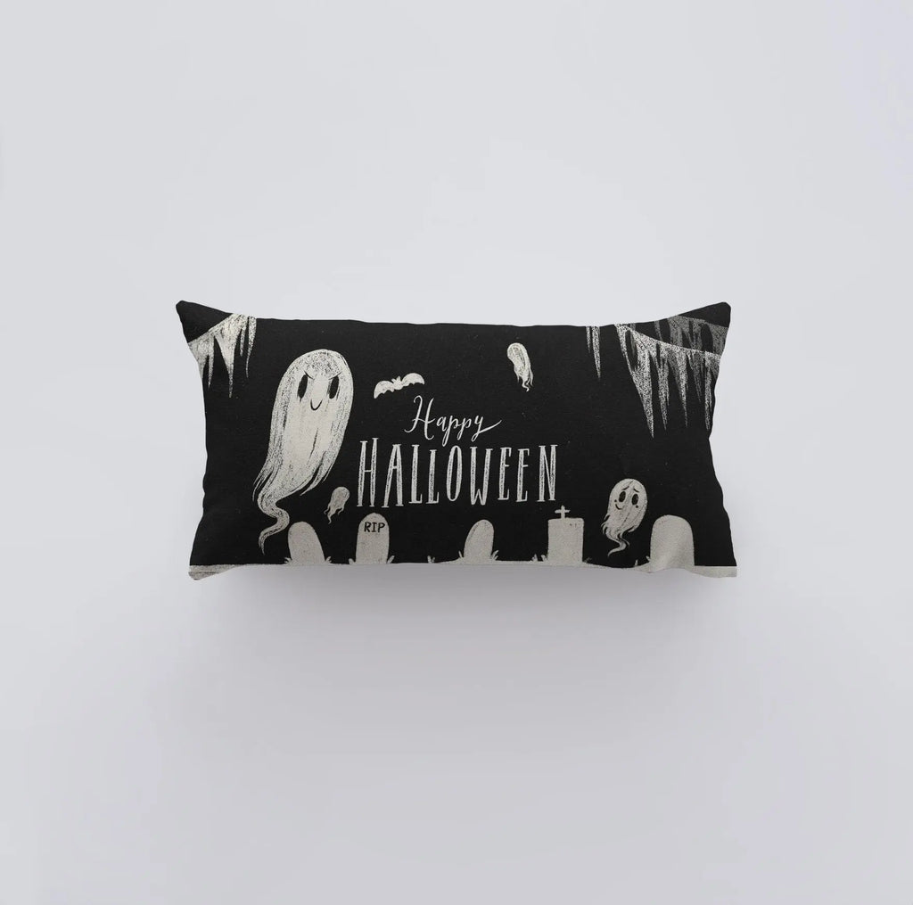 Happy Halloween Black Pillow Cover | 18x12 | Modern Farmhouse | Primitive Decor | Home Decor | Lumbar Pillow | Sofa Pillows | Gift For Her UniikPillows