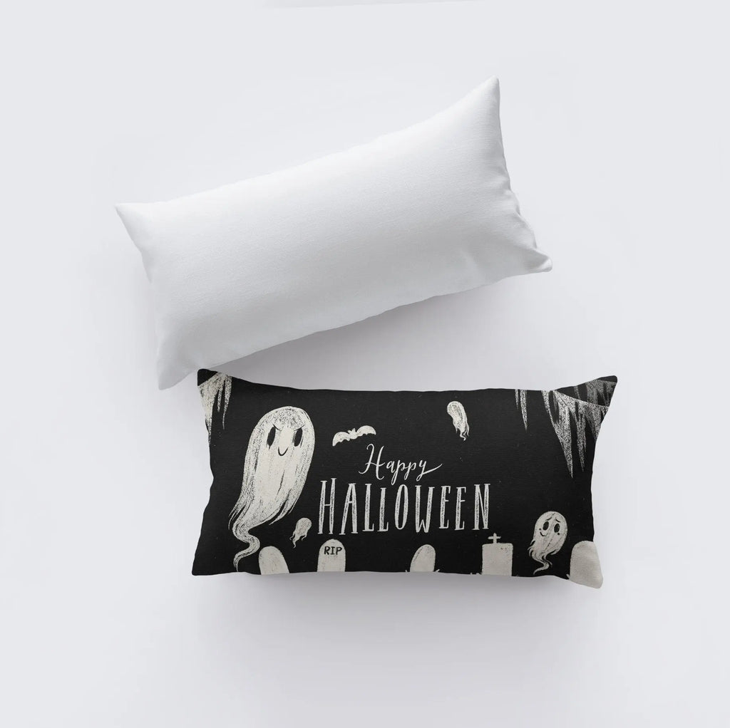 Happy Halloween Black Pillow Cover | 18x12 | Modern Farmhouse | Primitive Decor | Home Decor | Lumbar Pillow | Sofa Pillows | Gift For Her UniikPillows
