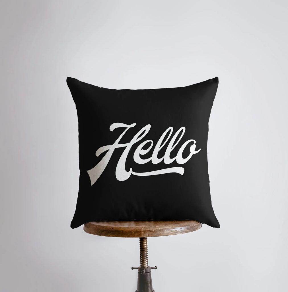 Hello | Pillow Cover | Hello Sign | Throw Pillow |  Pillow | Retro Decor Ideas | Home Decor | Minimalist | Modern Black Pillows | Room Decor UniikPillows