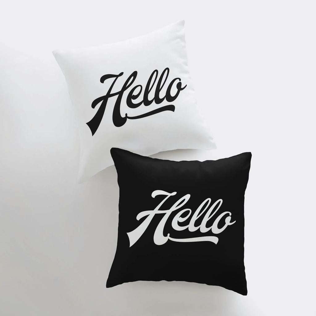 Hello | Pillow Cover | Hello Sign | Throw Pillow |  Pillow | Retro Decor Ideas | Home Decor | Minimalist | Modern Black Pillows | Room Decor UniikPillows