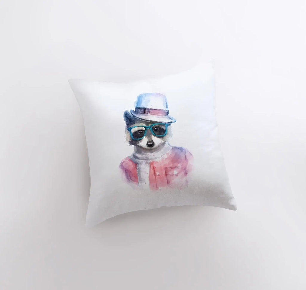 Hipster Raccoon | Pillow Cover | Wilderness | Raccoon Pillow | Forest Animals | Home Décor | Cute Throw Pillows | Best Throw Pillows UniikPillows