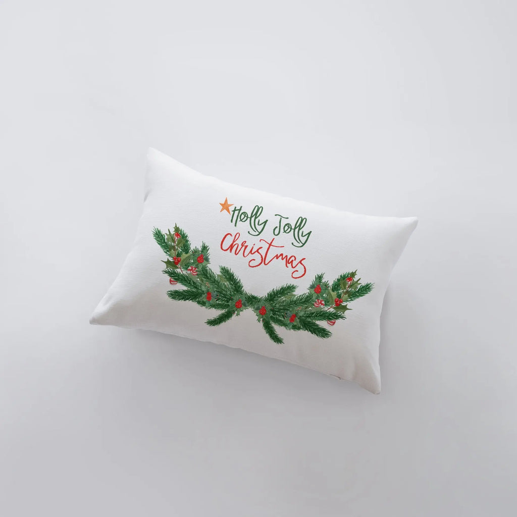 Holly Jolly Christmas with Garland Pillow Cover | 18x12 | Christmas Decor | Home Décor | Aesthetic Room Decor | Elegant Luxury Decor UniikPillows