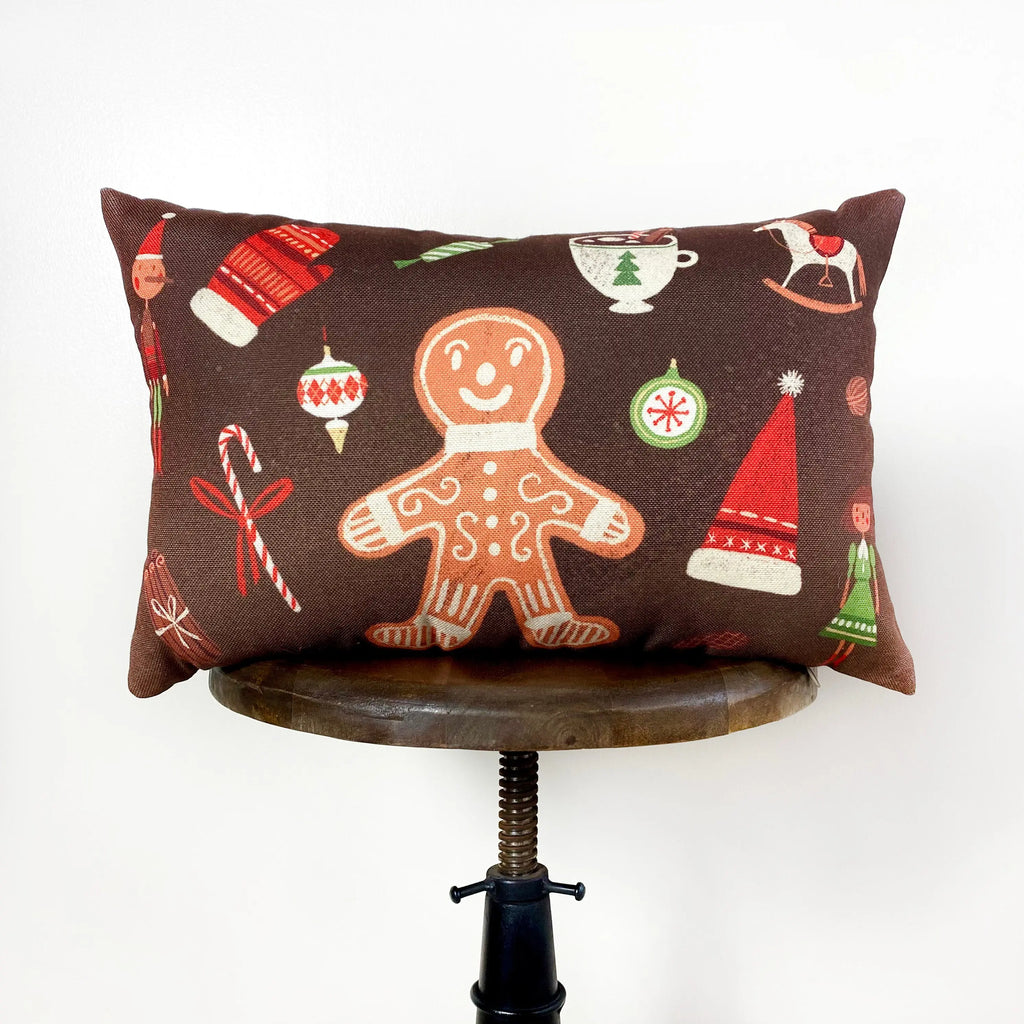 Iced Gingerbread Man | Christmas Throw Pillow | 12x18 18x12 | Rustic Home Decor | Rustic Christmas Decor | Farmhouse Decor | Room Decor UniikPillows