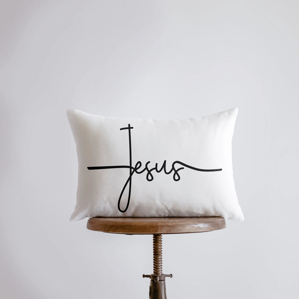 Jesus Script | Pillow Cover | Gospel Pillow | 18x12 | Home Decor | Primitive Decor | Rustic Farm | Farmhouse Decor | Throw Pillows UniikPillows