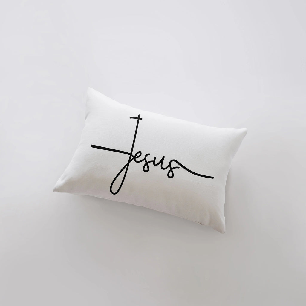 Jesus Script | Pillow Cover | Gospel Pillow | 18x12 | Home Decor | Primitive Decor | Rustic Farm | Farmhouse Decor | Throw Pillows UniikPillows