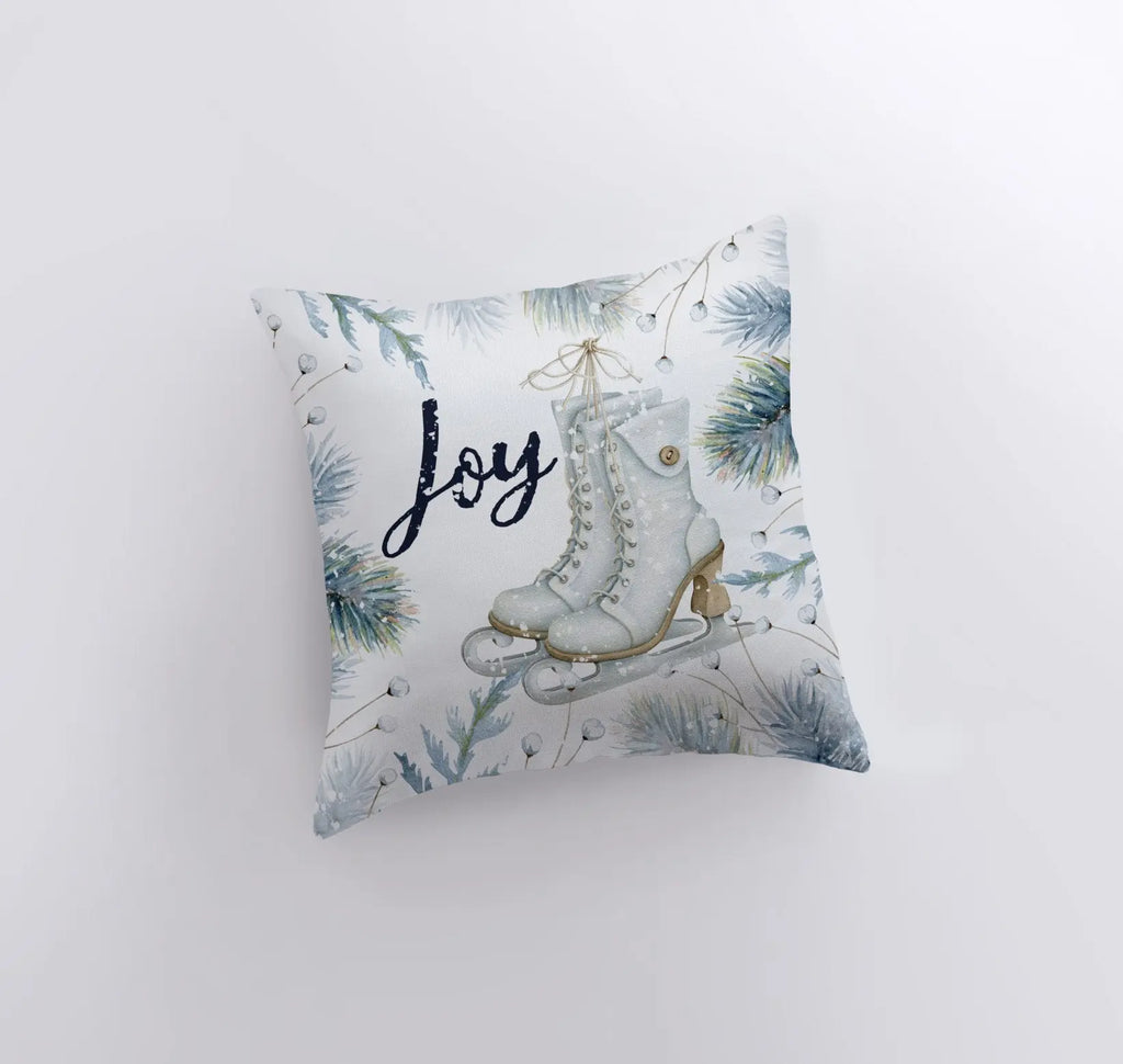 Joy Ice Skating | Throw Pillow | Joy Pillow | Home Decor | Christmas Pillow Cover | Christmas Décor | White Pillow Cover | Teacher Gift UniikPillows