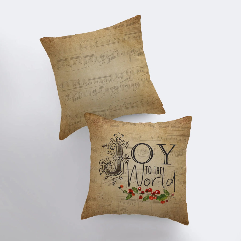 Joy to the World | Beige Throw Pillow | Joy Pillow | Home Decor | Christmas Pillowcases | Christmas Decor | Christmas tree | Christmas Gifts UniikPillows