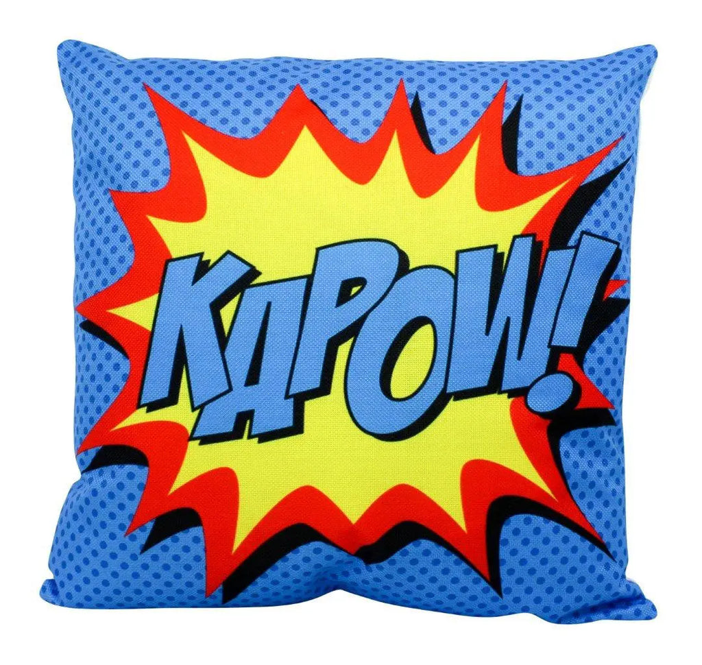 KAPOW | Blue |  Anime | Fun Gifts | Pillow Cover | Home Decor | Throw Pillows | Happy Birthday | Kids Room | Bedroom Decor | Room Decor UniikPillows