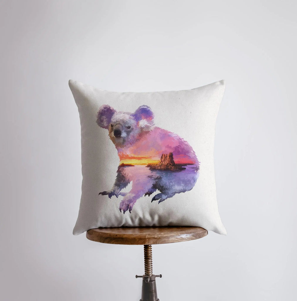 Koala Bear | Double Exposure | Pillow Cover | Wilderness | Australian Animal | Cute Throw Pillows | Best Throw Pillows | Couch Pillows UniikPillows