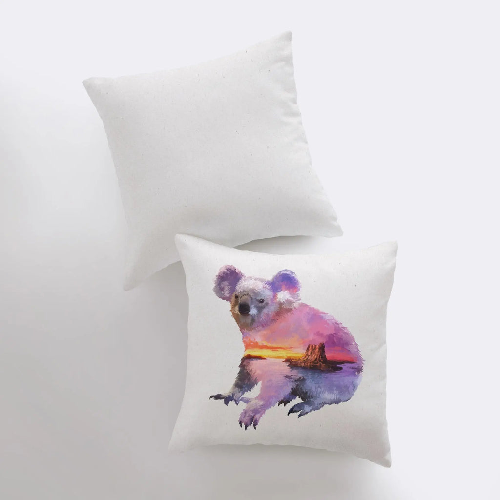 Koala Bear | Double Exposure | Pillow Cover | Wilderness | Australian Animal | Cute Throw Pillows | Best Throw Pillows | Couch Pillows UniikPillows