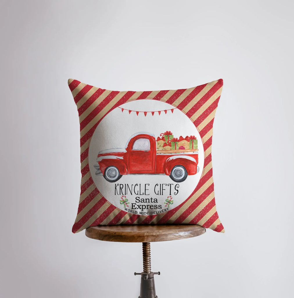 Kringle Gifts | Red Christmas Truck | Pillow Cover | Christmas Decor | Throw Pillow | Home Decor | Primitive Decor | Primitive Christmas Decor UniikPillows