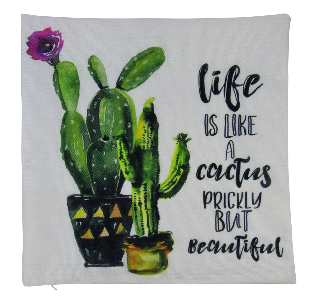 Life is Like A Cactus | Pillow Cover | Good Vibes Only | Cactus Pillow | Positive Vibes | South West | Famous Quotes | Motivational Quotes UniikPillows