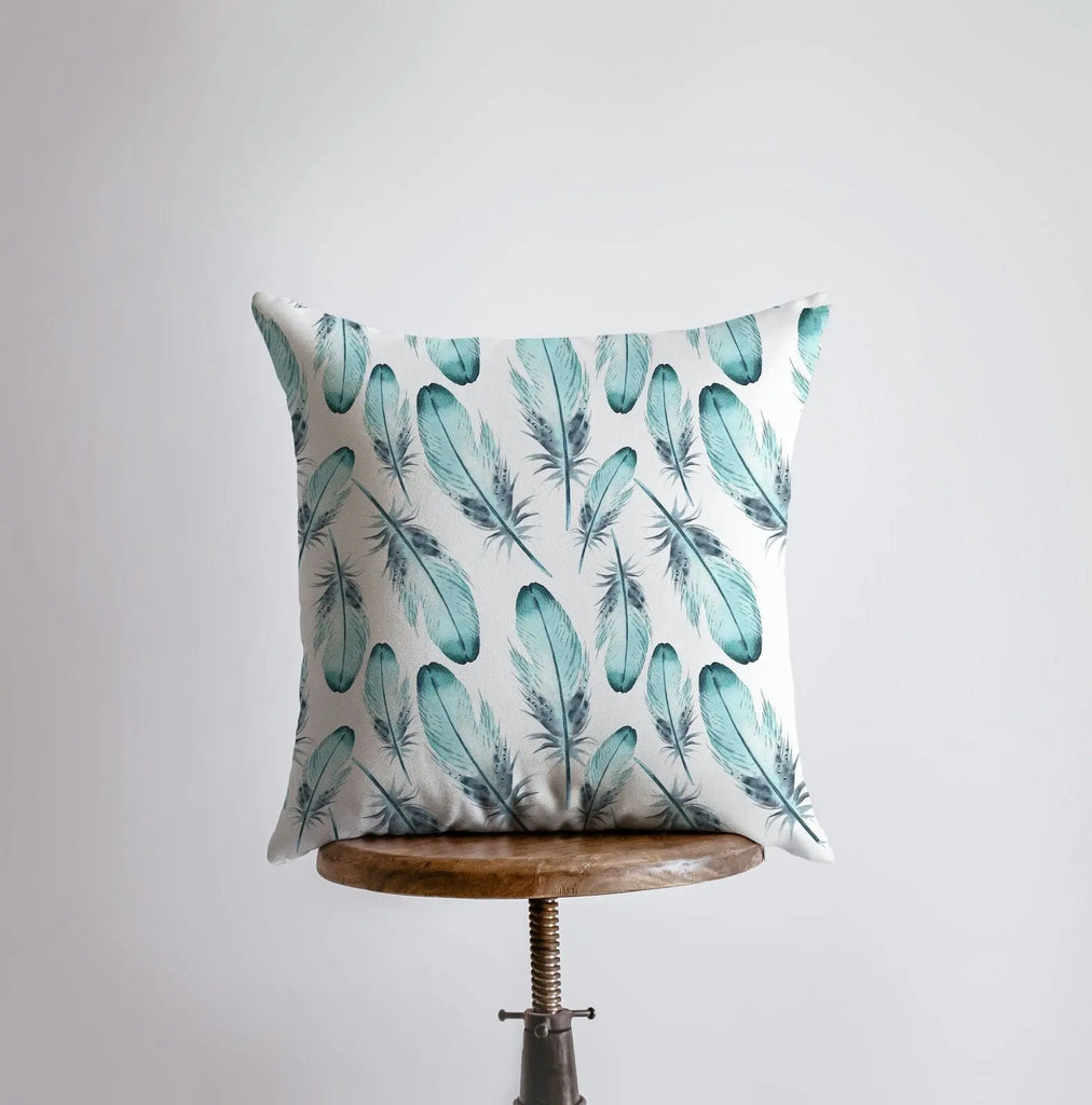 Light Blue Feathers | Pillow Cover | Bird Lover | Pillow | Animal Decor | Home Decor | Room Decor | Farmhouse Decor | Pattern | Gift for her UniikPillows