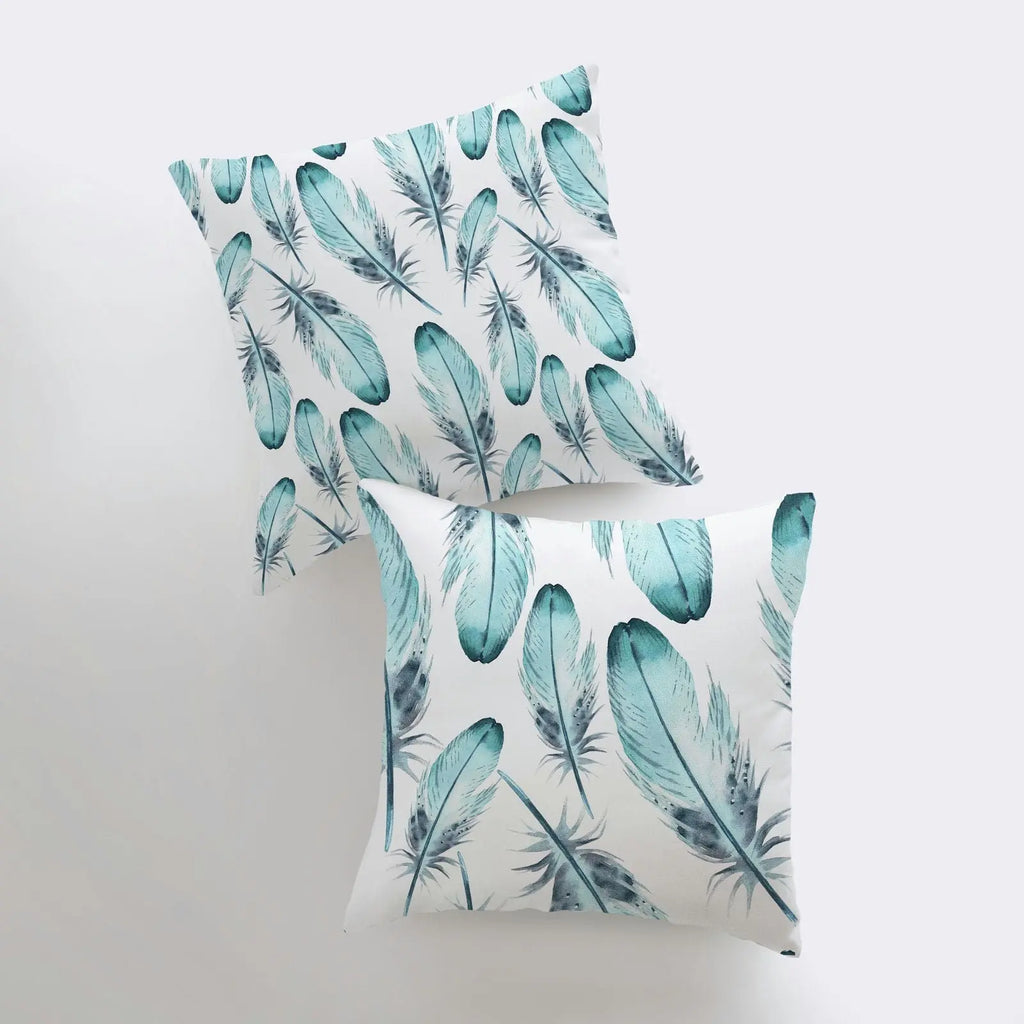 Light Blue Feathers | Pillow Cover | Bird Lover | Pillow | Animal Decor | Home Decor | Room Decor | Farmhouse Decor | Pattern | Gift for her UniikPillows