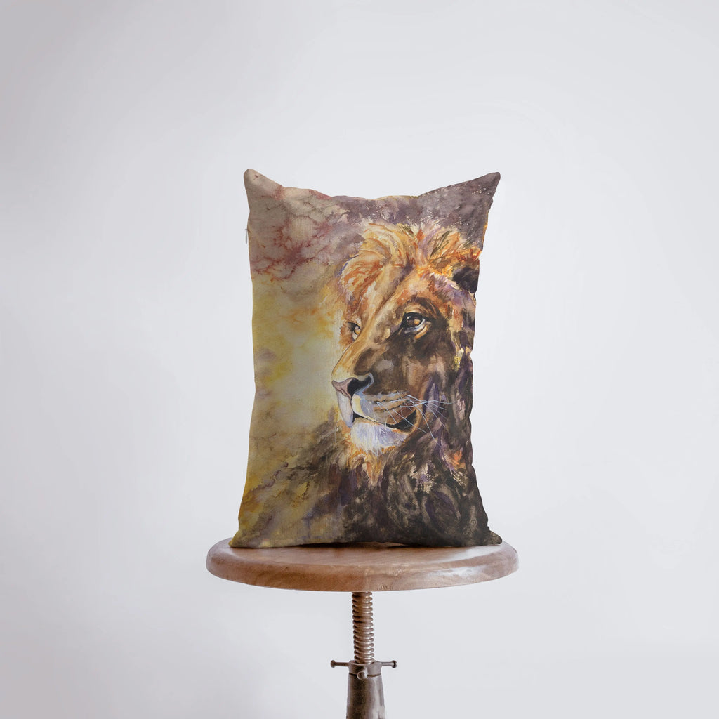 Lion | Watercolor Lion | 12x18 | Pillow Cover | Wild Animals | Home Decor | Aesthetic Room Decor | Decorative Pillows | Sofa Pillows UniikPillows