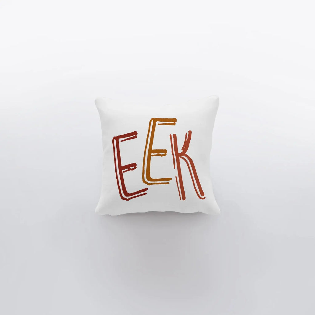 MINI EEK on White Pillow Cover | Fall Décor | Farmhouse Pillows | Country Décor | Fall Throw Pillows | Cute Throw Pillows | Bat Art UniikPillows