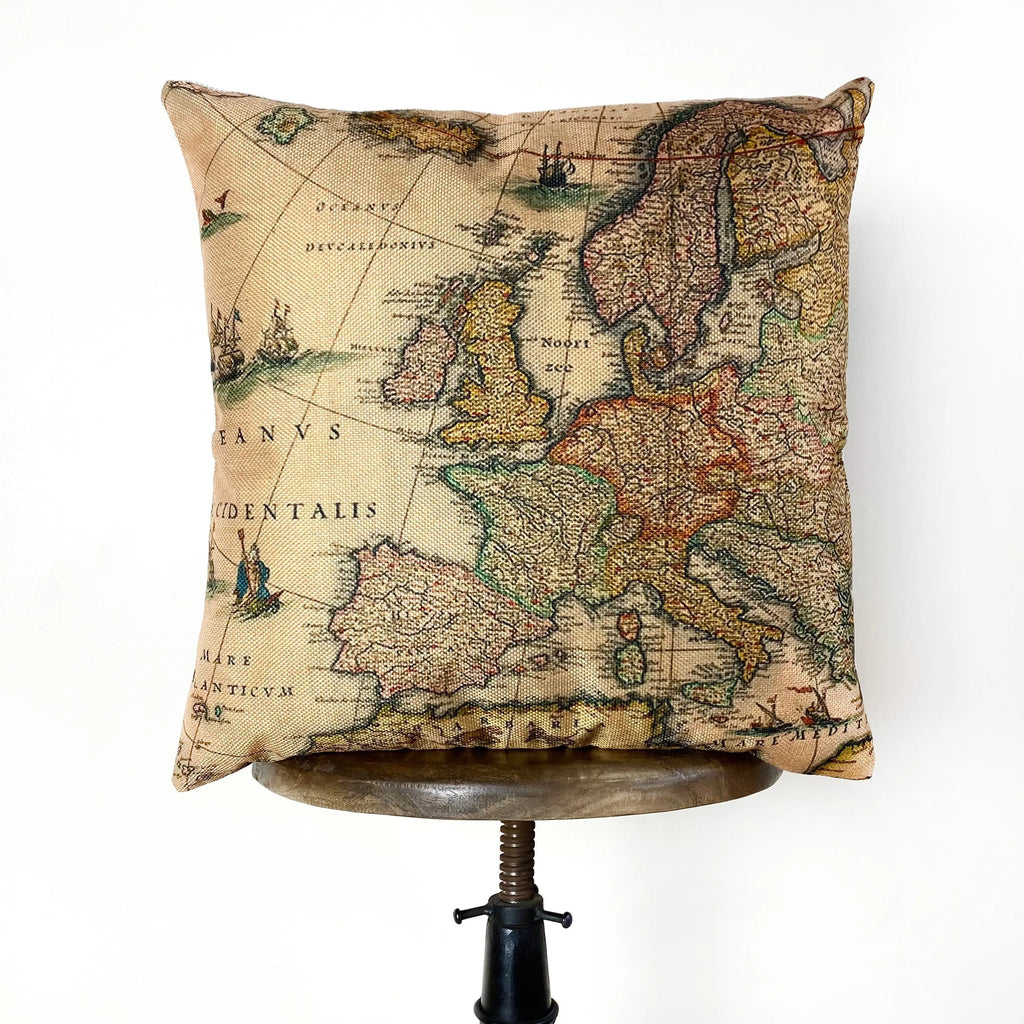 Map of Europe | Decor Rustic | Literary Gifts | Literary Art | Literary Painting | Throw Pillow | Home Decor | Room Decor | Wander Lust UniikPillows