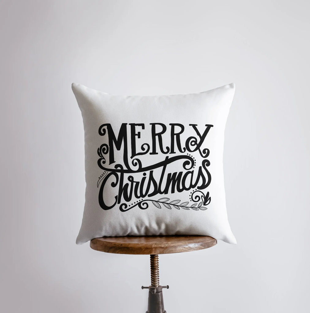 Merry Christmas | Black and White | Throw Pillow | Christmas Pillow | Home Decor | Christmas Pillowcases | Christmas tree | Christmas Gifts UniikPillows