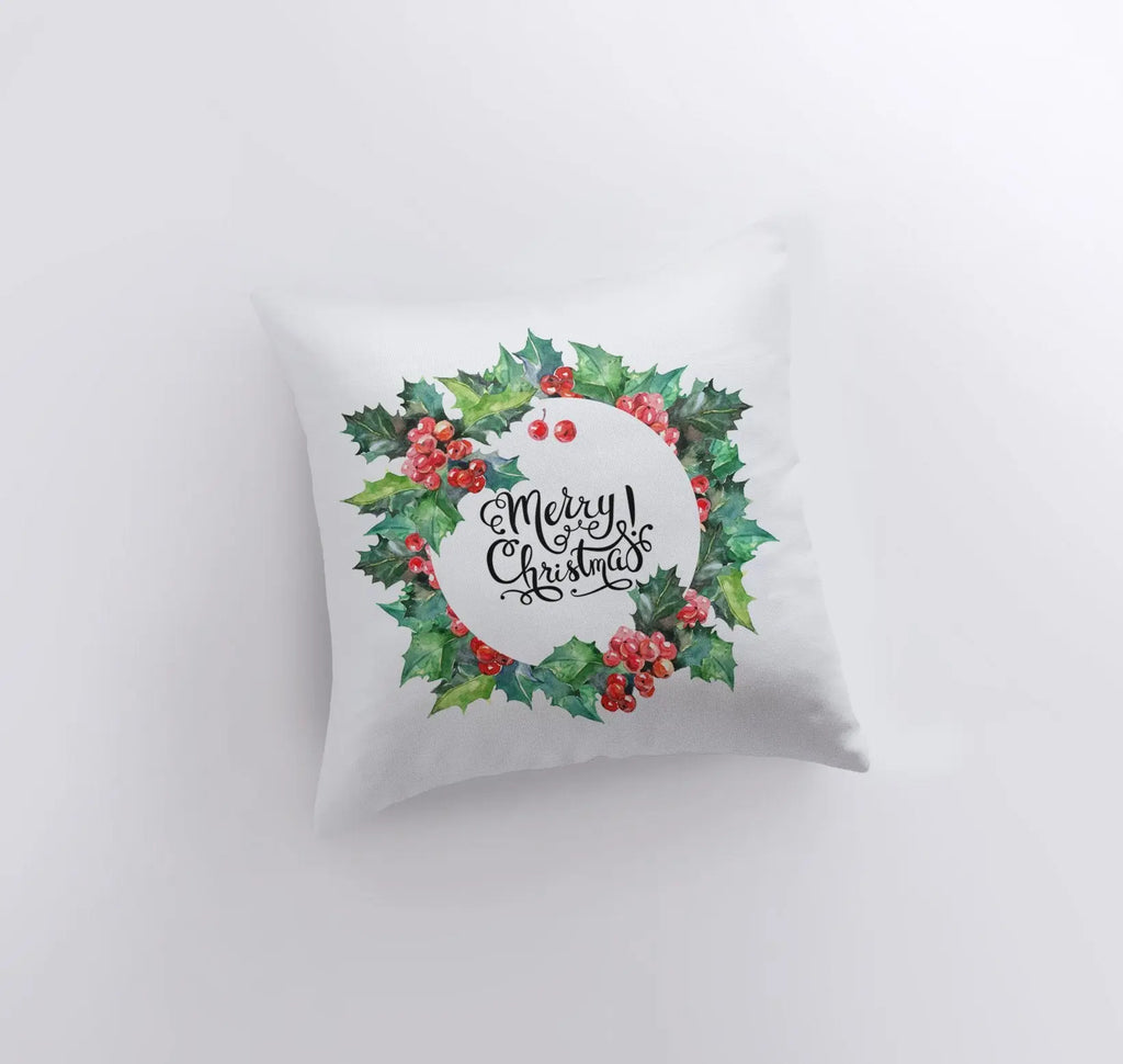 Merry Christmas | Red Berry Wreath | Pillow Cover | Christmas Pillowcases | Christmas Decor | Throw Pillow | Christmas tree | Christmas Gifts UniikPillows