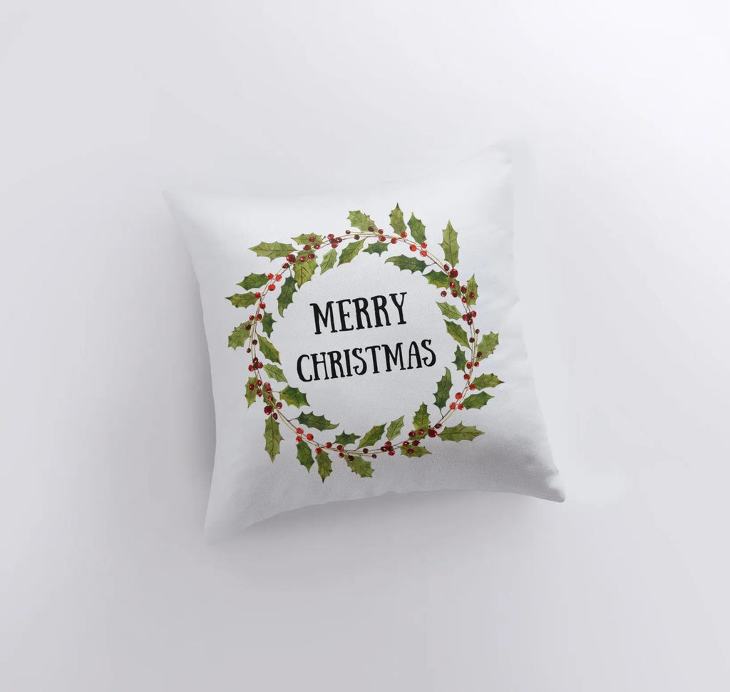 Merry Christmas | Wreath | Pillow Cover | Christmas Pillow | Christmas Decor | Throw Pillow | Home Decor | Decorative Pillows for Couch | Sofa Pillow UniikPillows