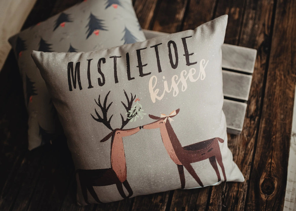 Mistletoe Kisses | Reindeer | Throw Pillow Cover | Rustic Decor | Primitive Christmas Decor Rustic Christmas Decor Home Decor Christmas UniikPillows