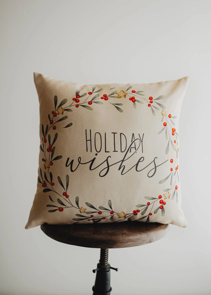 Mistletoe Kisses Wreath | Throw Pillow Cover | Best Friend Christmas Gift | Rustic Farmhouse Decor | Farmhouse Decor | Decorative Pillows for Couch UniikPillows