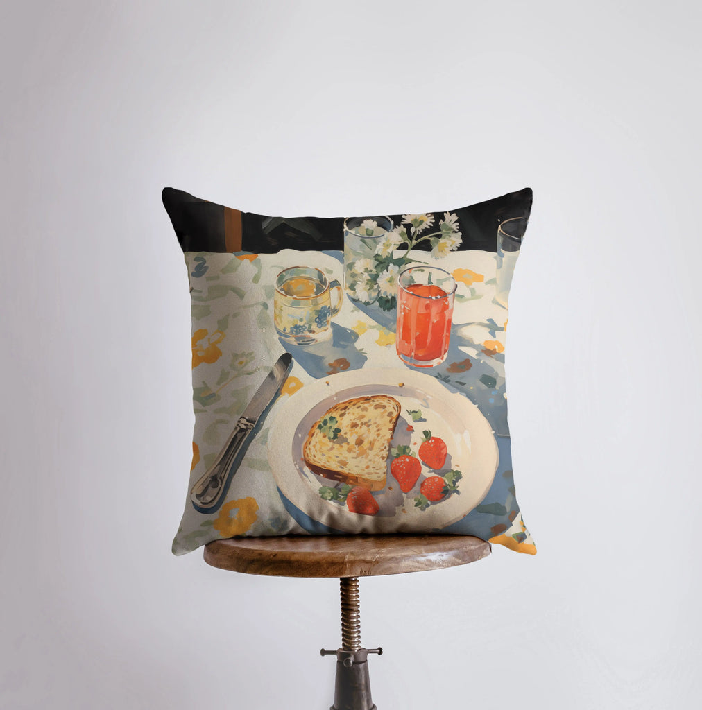 Morning Breakfast | Gouache Painting | Cottagecore | Food Pillow | Still Life | Throw Pillow | Home Decor | Gift for Her | Pillow Cover - UniikPillows