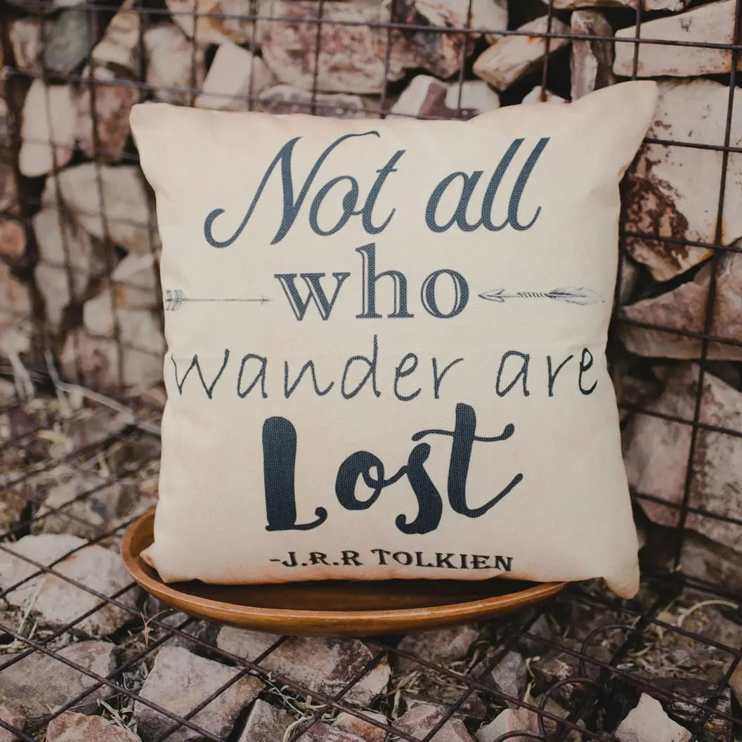 Not All Who Wander | Pillow Cover | Throw Pillow | JRR Tolkien | Room Decor | Home Decor | Bedroom Decor | Decorative Pillows for Couch