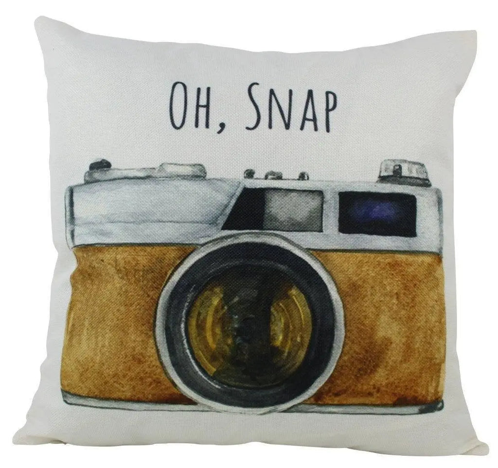 Oh Snap | Photographer Gift | Pillow Cover | Photography Gifts | Vintage Camera Lens | Home Décor | Throw Pillow | Unique Friend Gift UniikPillows
