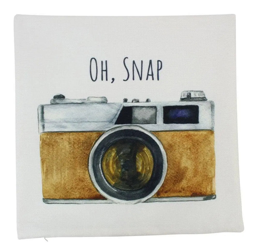 Oh Snap | Photographer Gift | Pillow Cover | Photography Gifts | Vintage Camera Lens | Home Décor | Throw Pillow | Unique Friend Gift UniikPillows