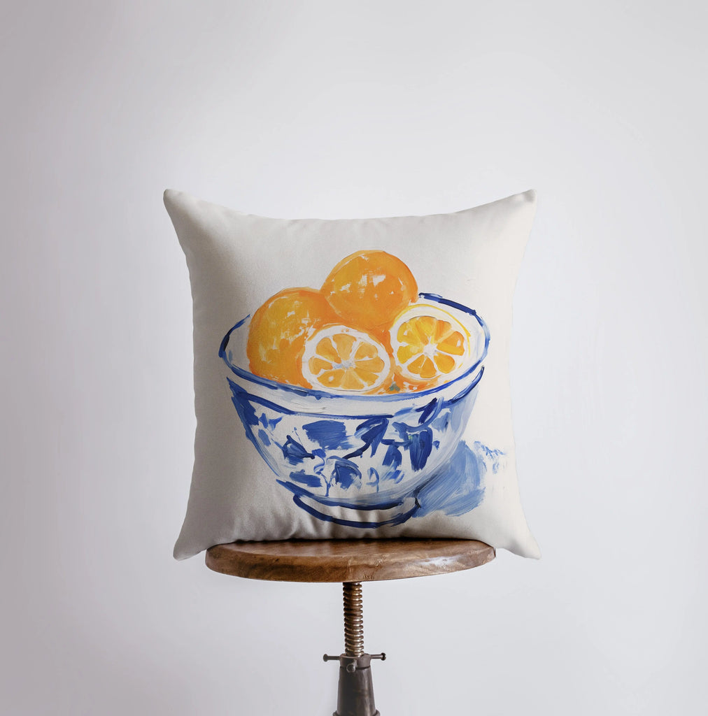 Orange Citrus Bowl | Gouache Painting | Food Pillow | Fruit | Abstract Still Life | Throw Pillow | Home Decor | Gift for Her | Pillow Cover - UniikPillows