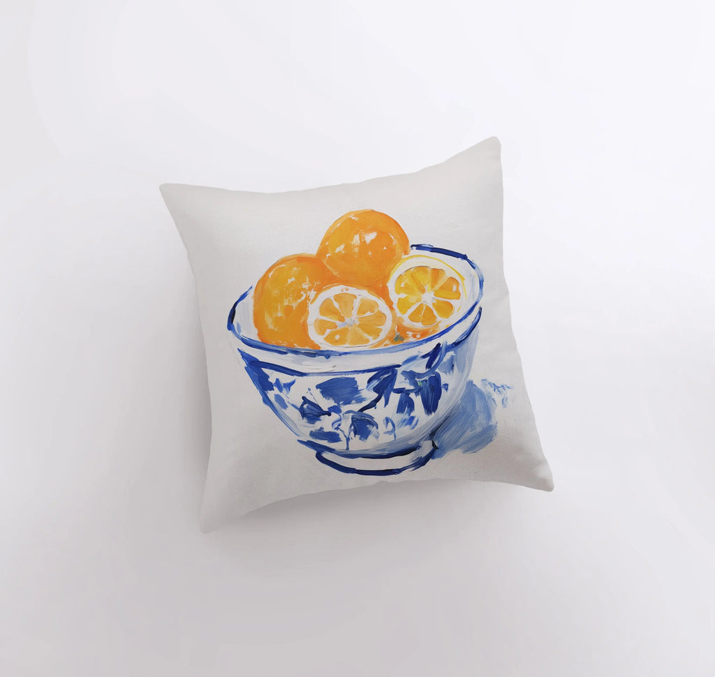 Orange Citrus Bowl | Gouache Painting | Food Pillow | Fruit | Abstract Still Life | Throw Pillow | Home Decor | Gift for Her | Pillow Cover - UniikPillows