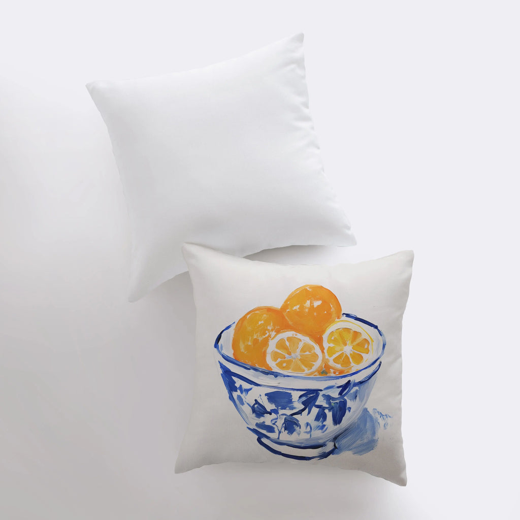Orange Citrus Bowl | Gouache Painting | Food Pillow | Fruit | Abstract Still Life | Throw Pillow | Home Decor | Gift for Her | Pillow Cover - UniikPillows