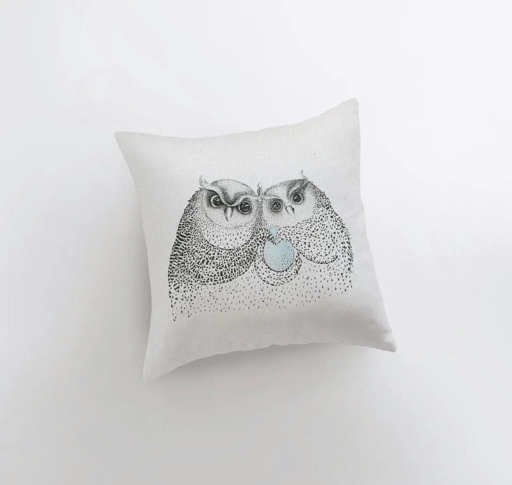 Owl Family | Pillow Cover | Owl Drawing | Throw Pillow | Home Decor | Wilderness | Owl | Country Decor | Aesthetic Room Decor | Gift For her UniikPillows
