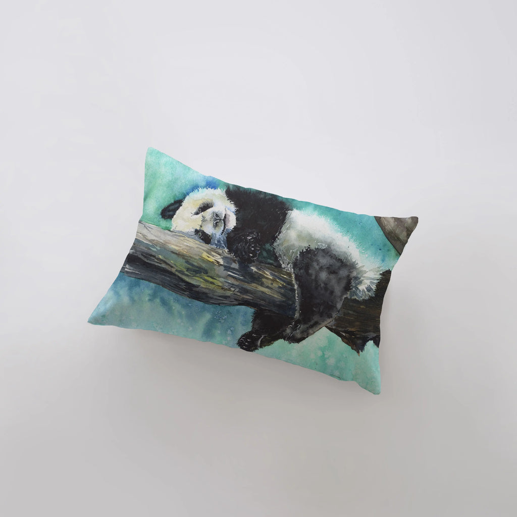Panda | Watercolor Panda | 18x12 | Panda Bear | Home Decor | Animal Lover Decor | Room Decor | Throw Pillows | Couch Pillows | Sofa Pillows UniikPillows