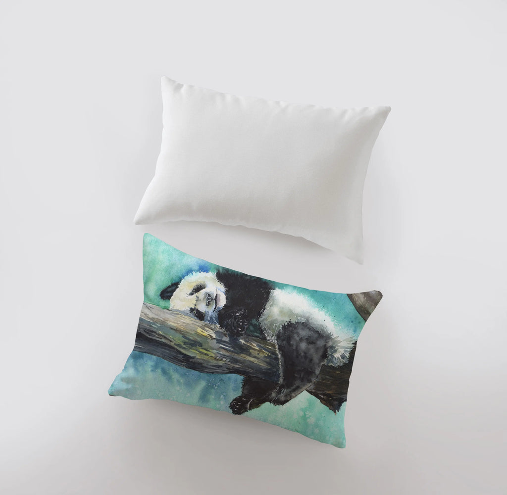 Panda | Watercolor Panda | 18x12 | Panda Bear | Home Decor | Animal Lover Decor | Room Decor | Throw Pillows | Couch Pillows | Sofa Pillows UniikPillows