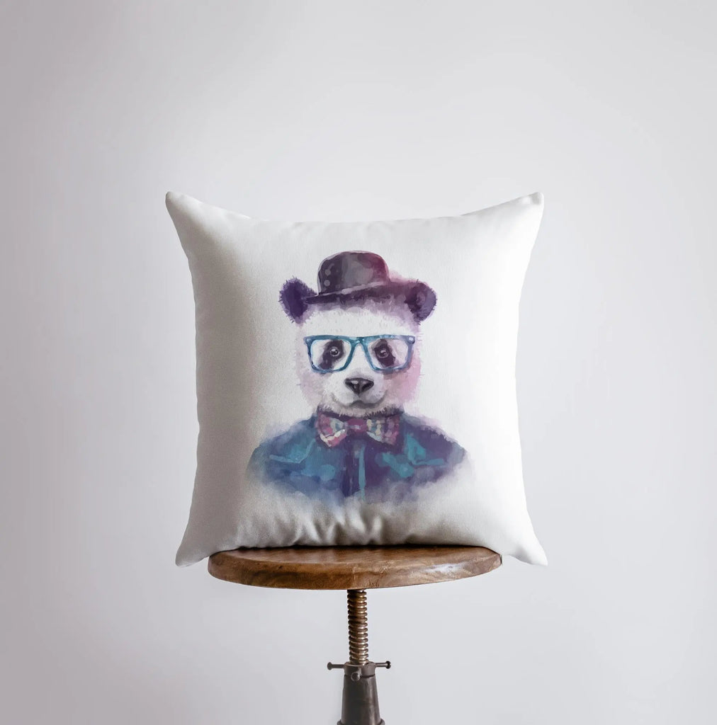 Panda Hipster Hat | Pillow Cover | Wilderness | Throw Pillow | Home Decor | Forest Animals | Rustic | Cute Throw Pillows | Best Throw Pillows UniikPillows