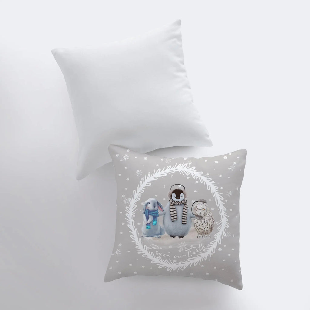 Peace on Earth | Grey Throw Pillows | Christmas Pillow | Best Friend Christmas Gift | Christmas Home Decor | Cute Home Decor | New Home Gift UniikPillows