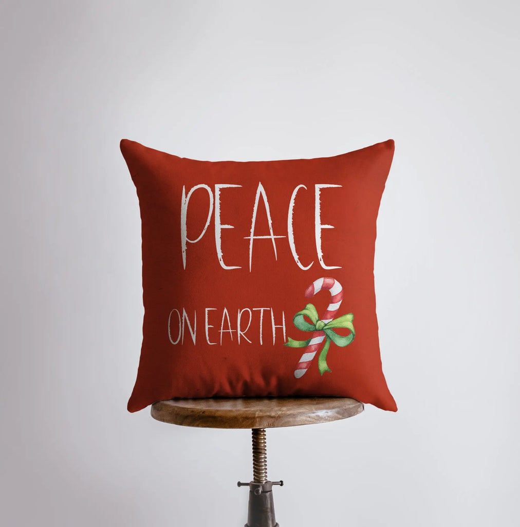 Peace on Earth | Red Throw Pillow | Joy Pillow | Home Decor | Christmas Pillow Covers | Christmas Décor | Rustic Christmas Decor | Mom Gift UniikPillows