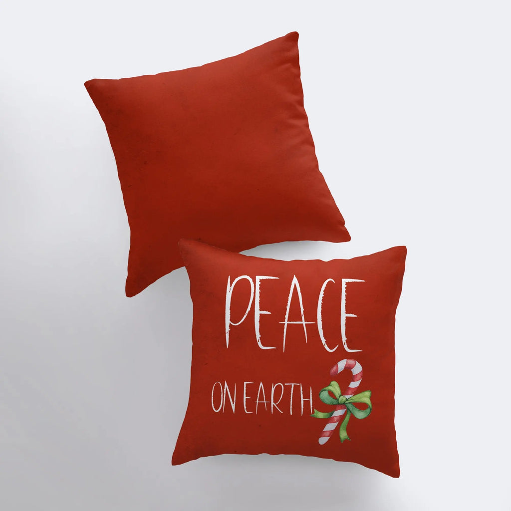 Peace on Earth | Red Throw Pillow | Joy Pillow | Home Decor | Christmas Pillow Covers | Christmas Décor | Rustic Christmas Decor | Mom Gift UniikPillows