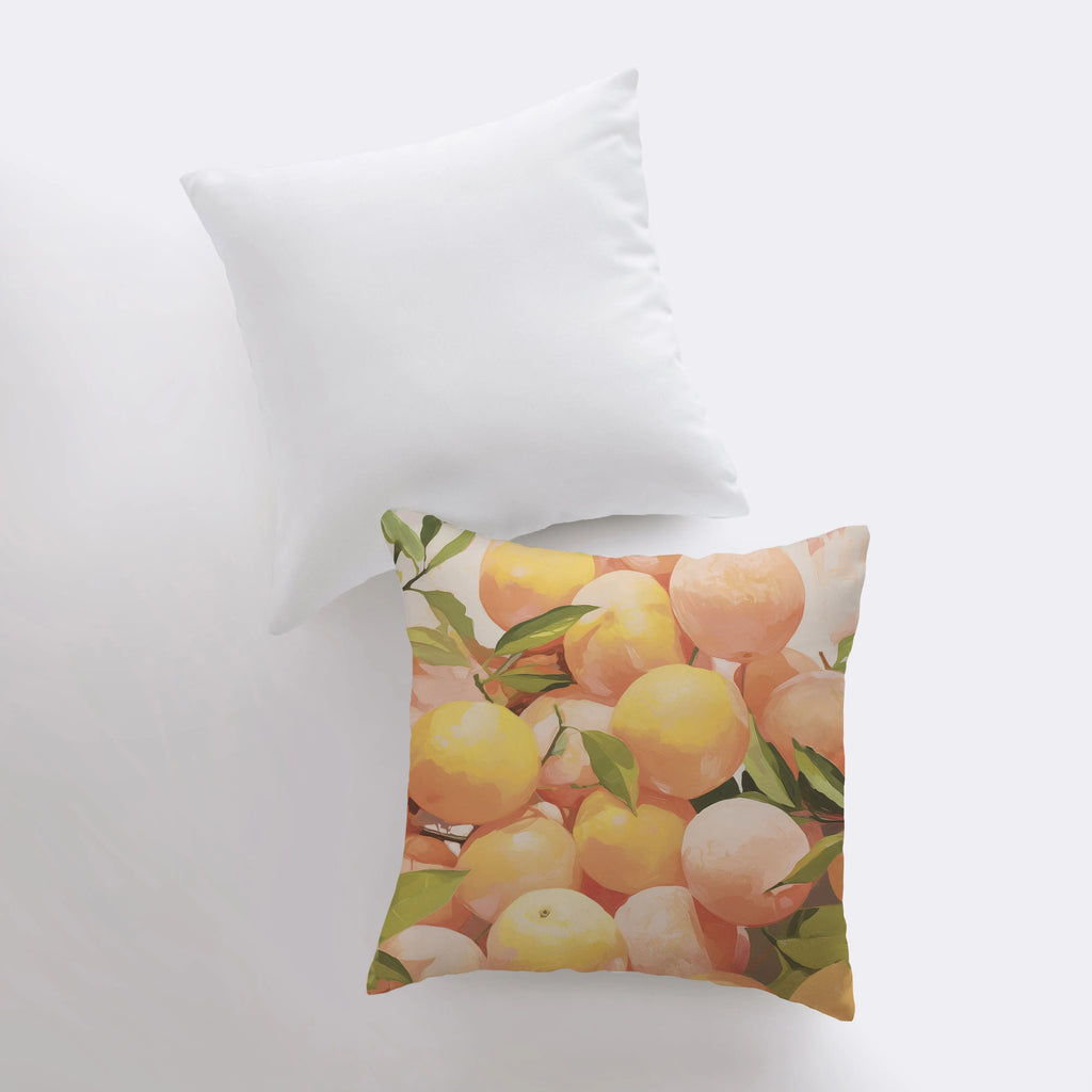 Peach Oranges | Gouache Painting | Food Pillow | Fruit | Citurs | Still Life | Throw Pillow | Home Decor | Gift for Her | Pillow Cover - UniikPillows