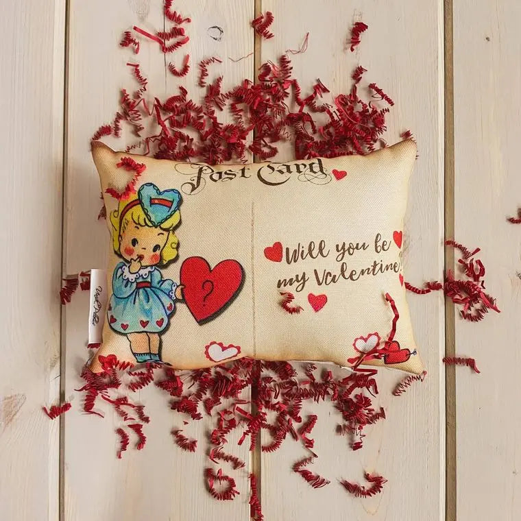 Post Card Vintage Valentines Pillows | 7x11 size | Set of 9 | Small Decorative Pillows | Toss Pillow Set | Throw Pillow Set | Accent Pillows UniikPillows