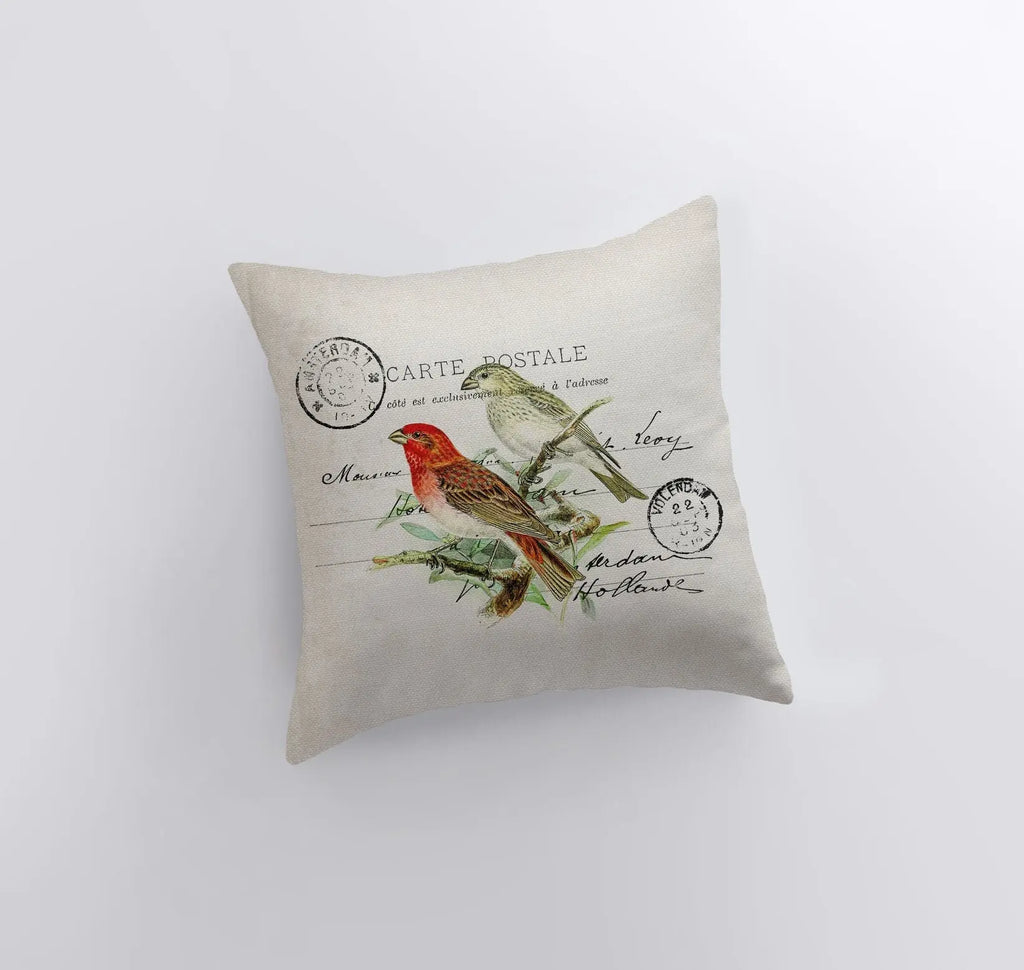 Postcard Birds | Pillow Cover | Bird Nest | Pillow | Farmhouse Decor | Home Decor | Throw Pillow | Gift for her | Cute Decor | Country Decor UniikPillows